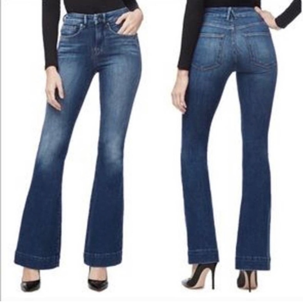Good American Women's Dark Blue Flare Jeans